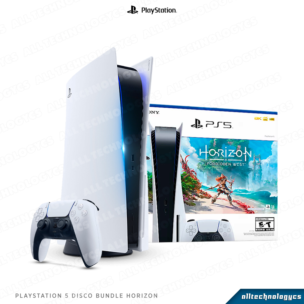 Consola PS5 Playstation 5 Lector de Discos + JUEGO Horizon Forbidden West  Bundle, 825 GB – All Technologycs