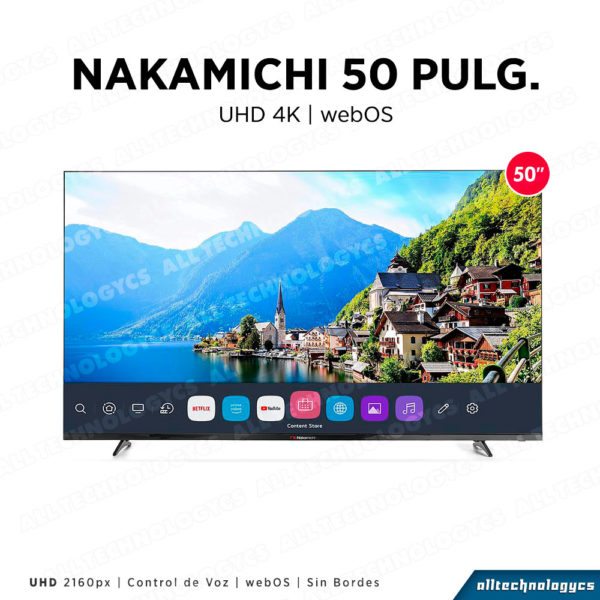 Televisor Nakamichi 50” Pulgadas, 4K UHD, webOS, Control de Voz ThinQ AI  HDMI, Wifi – NAK50ULD01 – All Technologycs